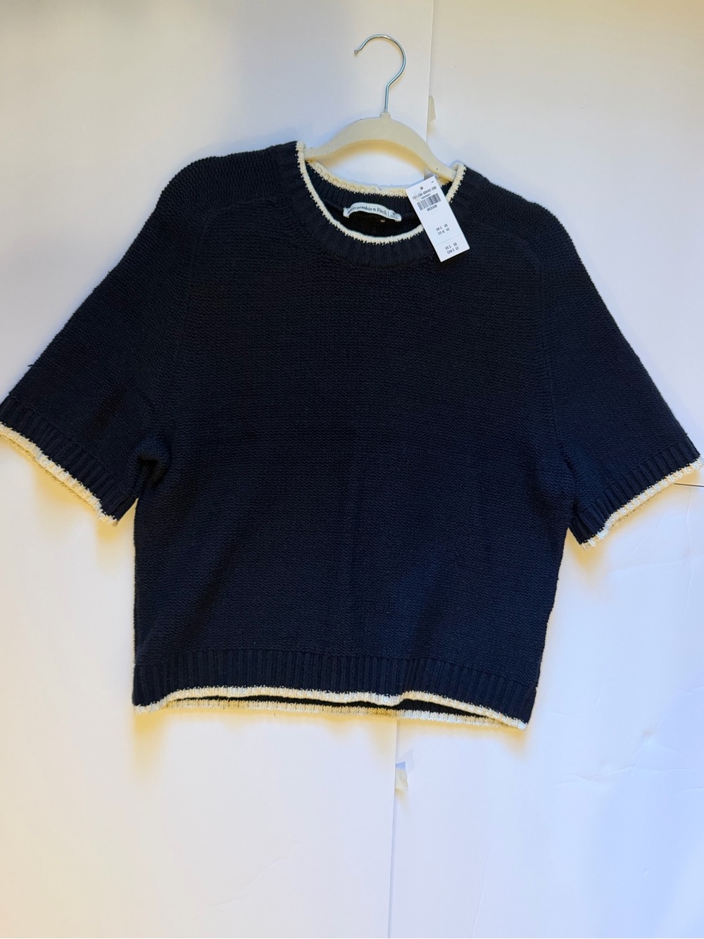The A&F Madeline Textural Crew Sweater Tee in Dark Indigo Size Medium NWT